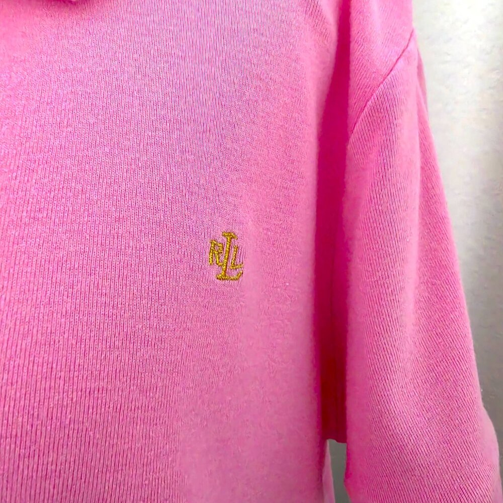 Lauren Ralph Lauren Women's XL Pink Gold Button Embroidered Logo Polo Shirt - Picture 4 of 10
